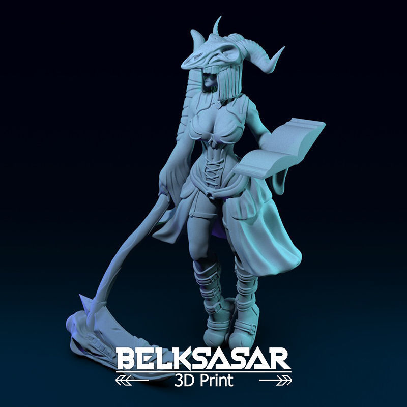 Girl Necromancer Normal and Nude 3D print model_26
