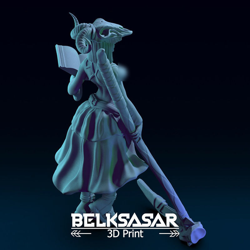 Girl Necromancer Normal and Nude 3D print model_27