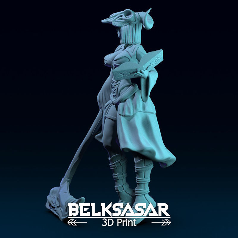 Girl Necromancer Normal and Nude 3D print model_6