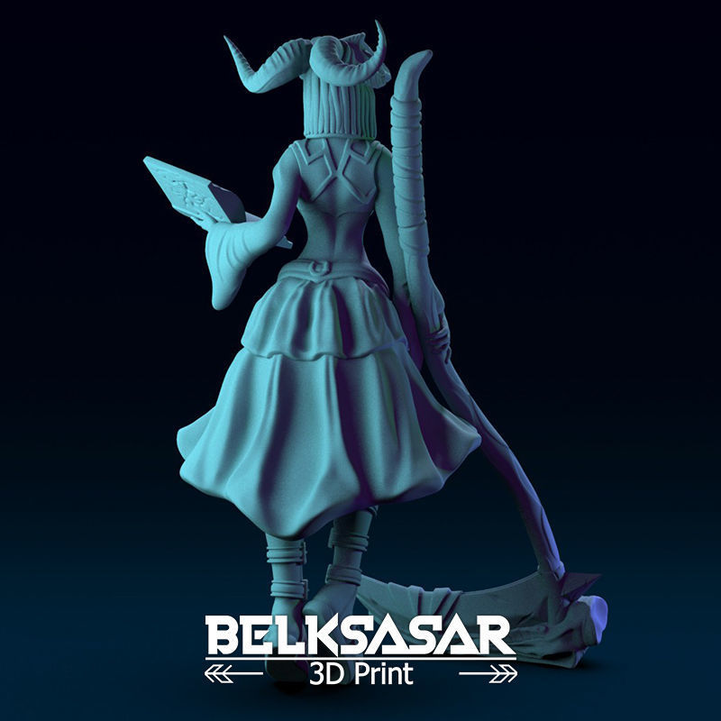 Girl Necromancer Normal and Nude 3D print model_9