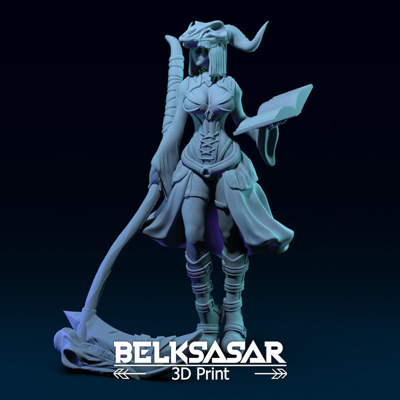 Girl Necromancer Normal and Nude 3D print model_4