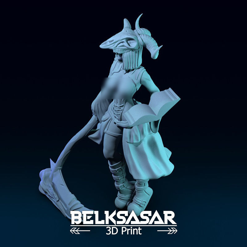 Girl Necromancer Normal and Nude 3D print model_25