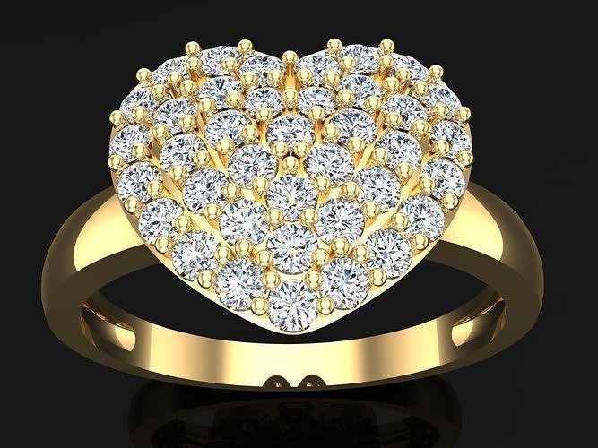 Heart Ring - Diamond Rings -  Womens Rings  3D print model