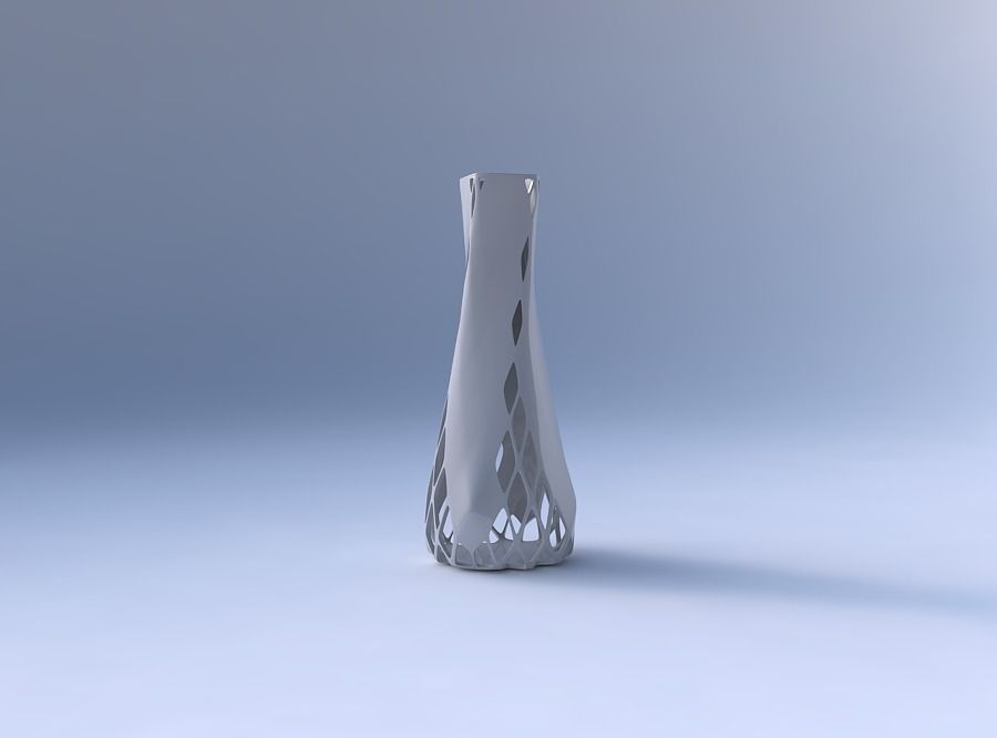 Vase semi quadratic with diagonal grid lattice 2 3D print model_4