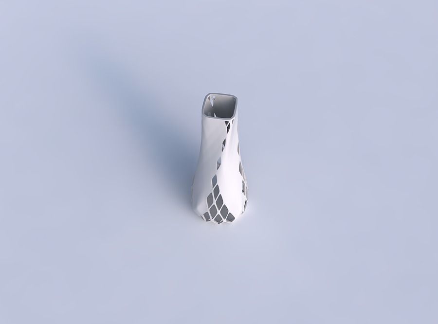 Vase semi quadratic with diagonal grid lattice 2 3D print model_1
