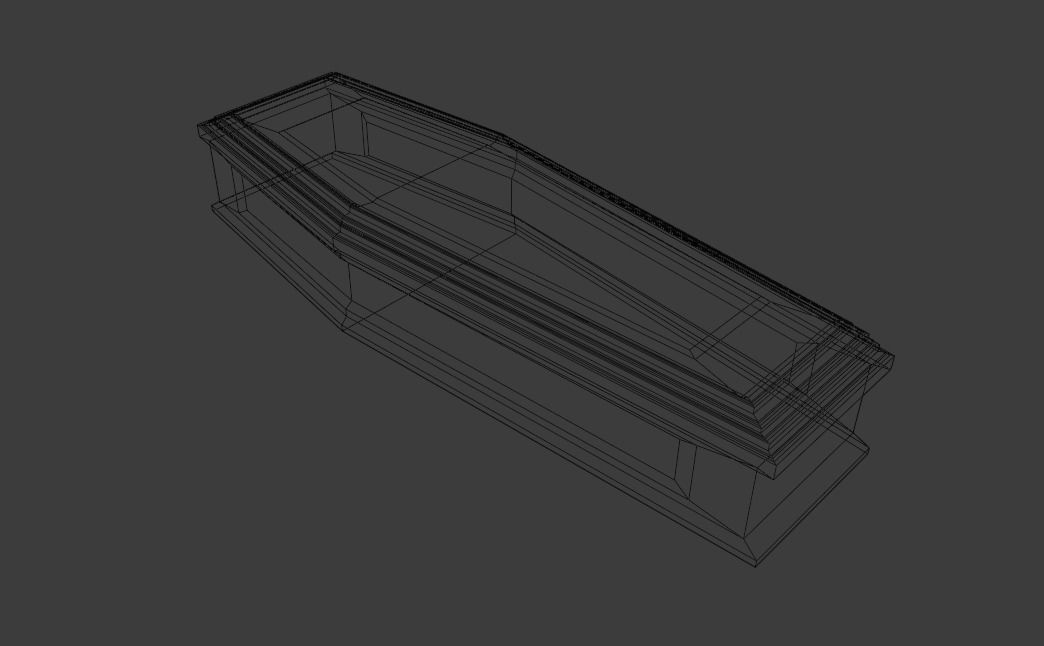 Wooden Coffin With Gold Accents Low-poly 3D model_5