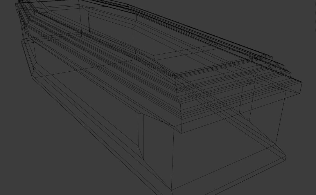 Wooden Coffin With Gold Accents Low-poly 3D model_6