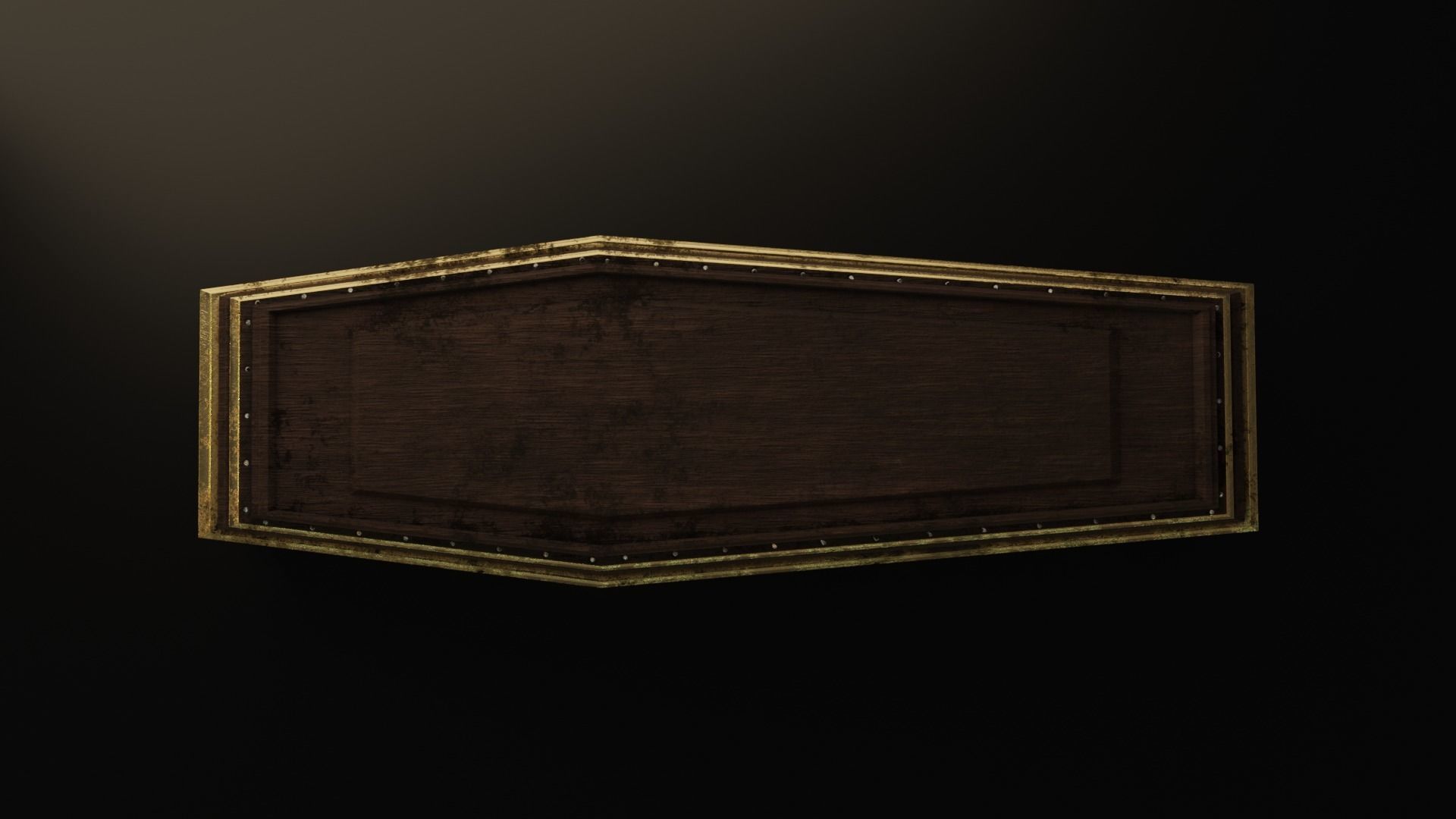 Wooden Coffin With Gold Accents Low-poly 3D model_1