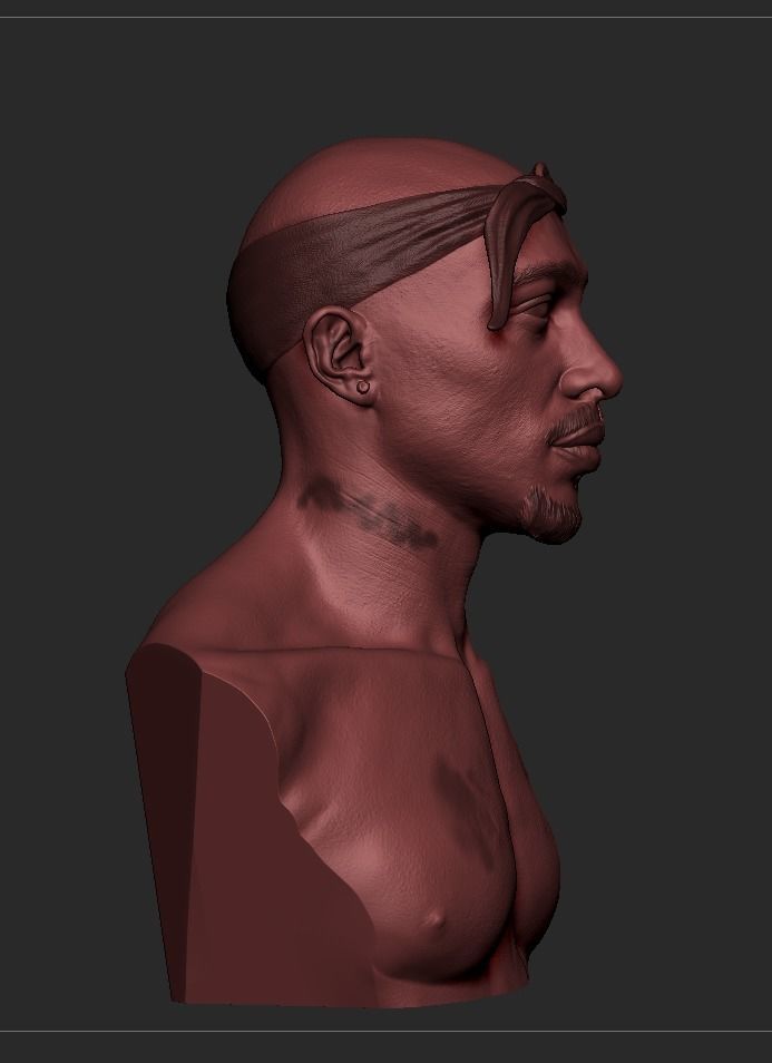 Tupac Shakur Bust 3D print model_12