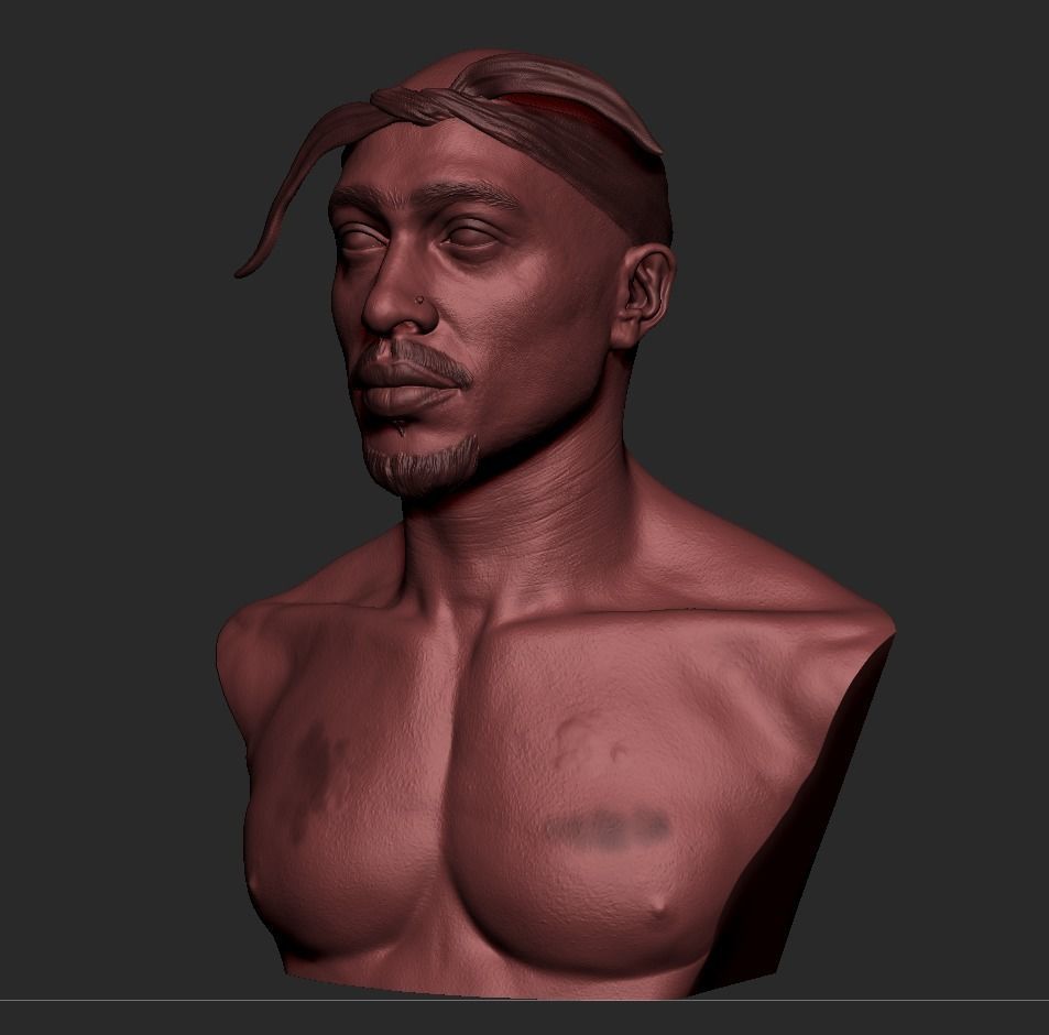 Tupac Shakur Bust 3D print model_8