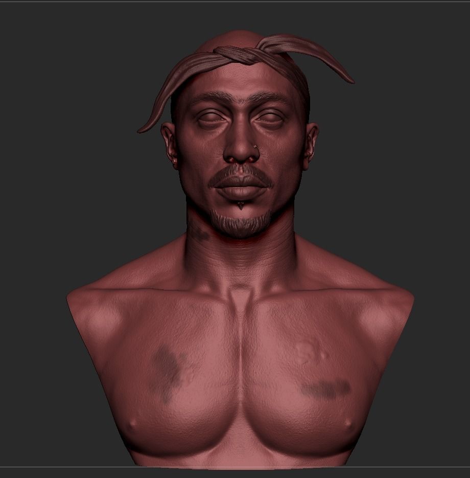 Tupac Shakur Bust 3D print model_7