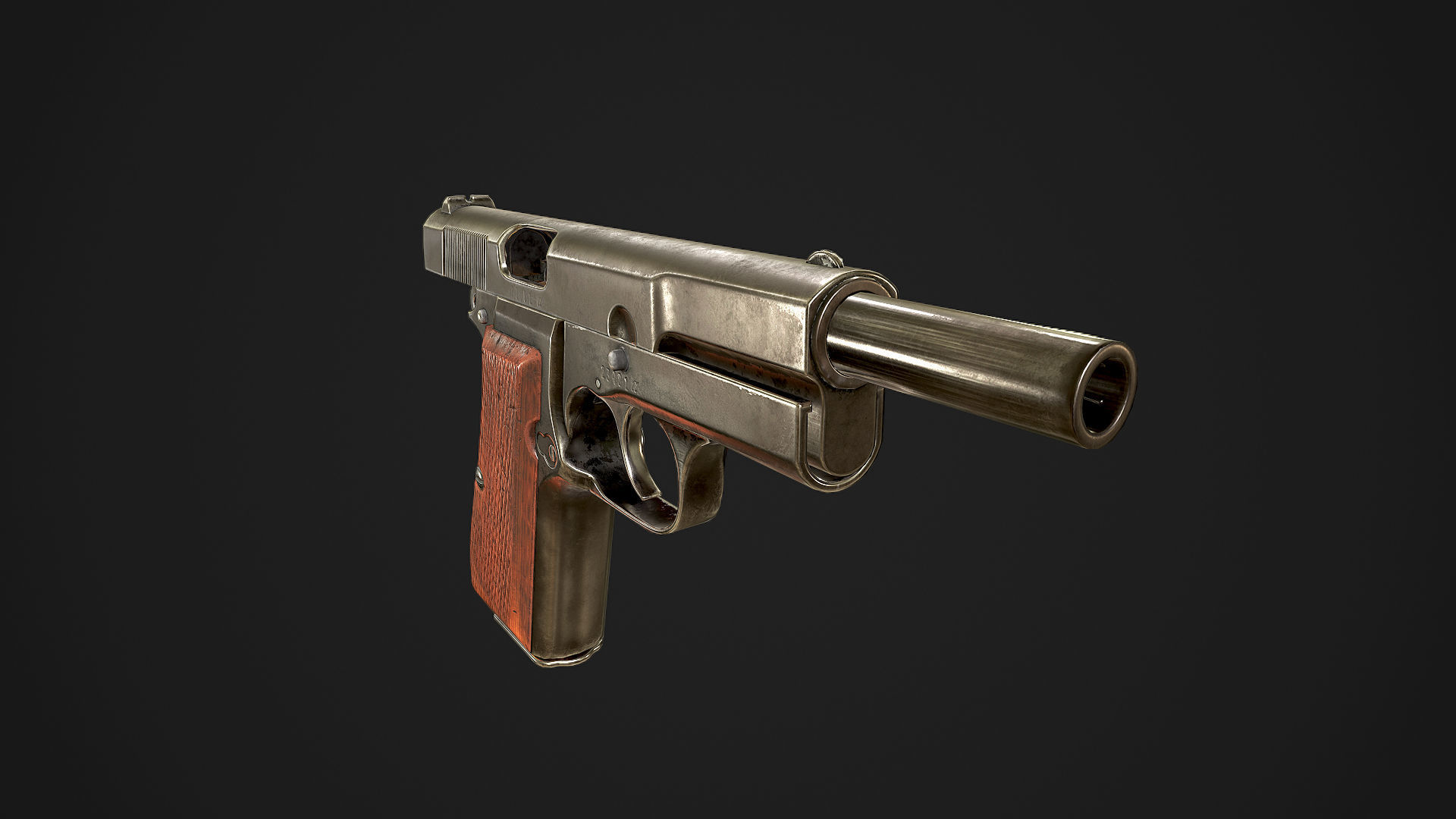 Browning High Power P-35 9mm Low-poly 3D model_10