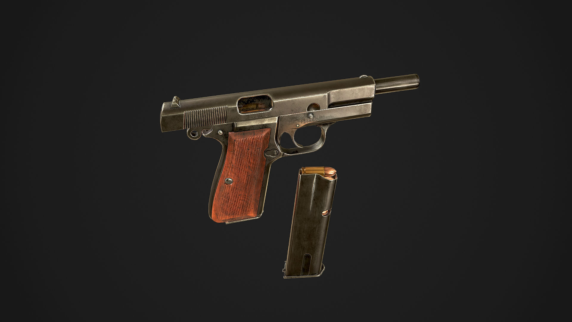 Browning High Power P-35 9mm Low-poly 3D model_11