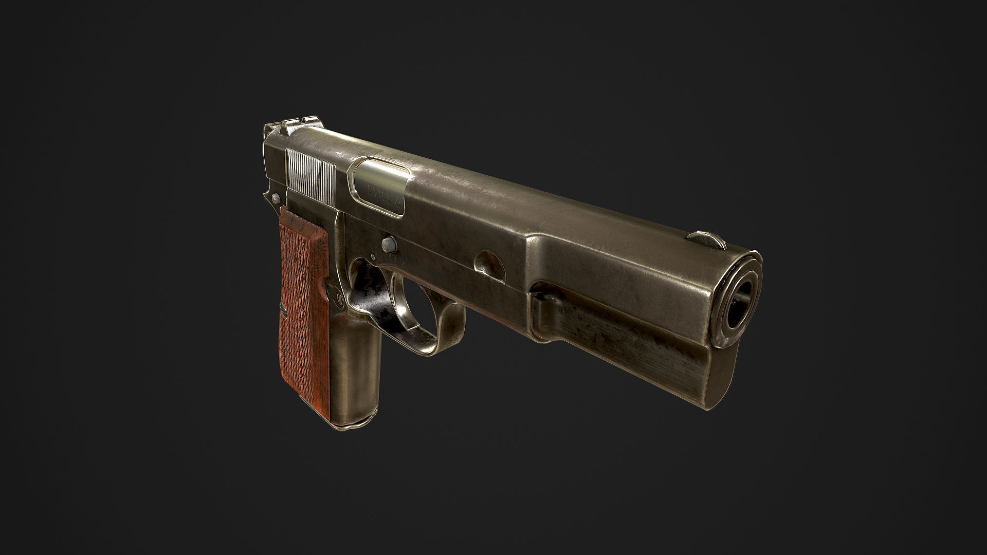 Browning High Power P-35 9mm Low-poly 3D model_7