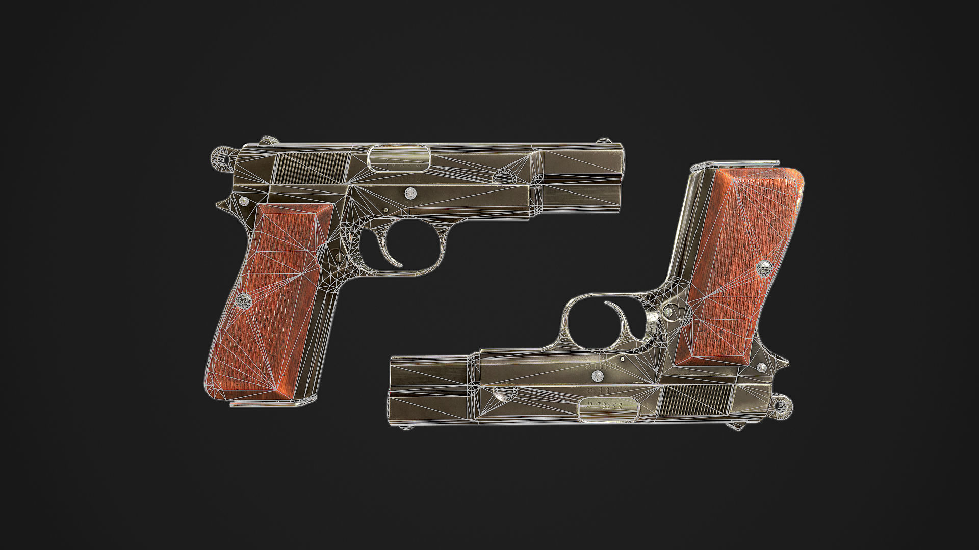 Browning High Power P-35 9mm Low-poly 3D model_19
