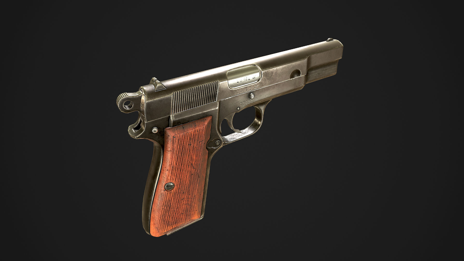 Browning High Power P-35 9mm Low-poly 3D model_5