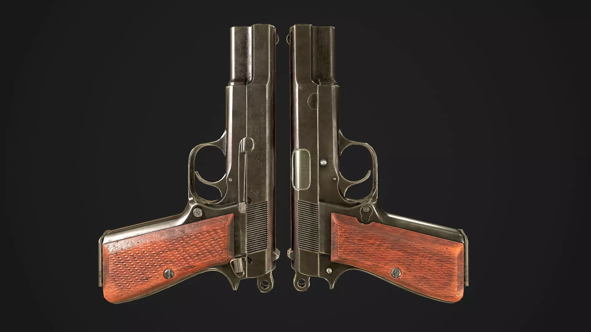 Browning High Power P-35 9mm Low-poly 3D model_0