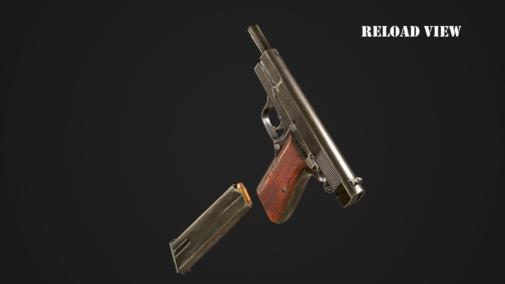 Browning High Power P-35 9mm Low-poly 3D model_13