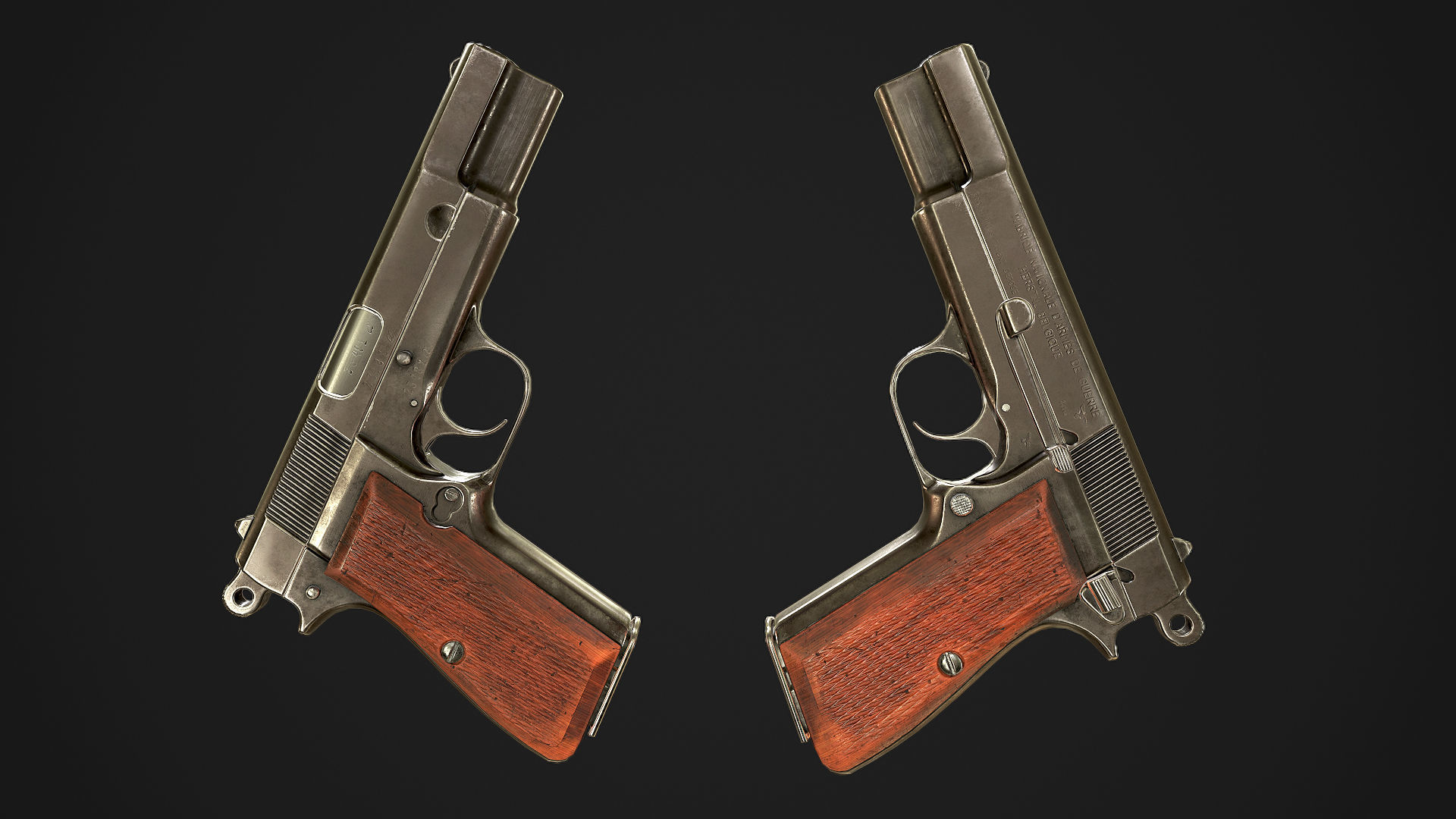 Browning High Power P-35 9mm Low-poly 3D model_2