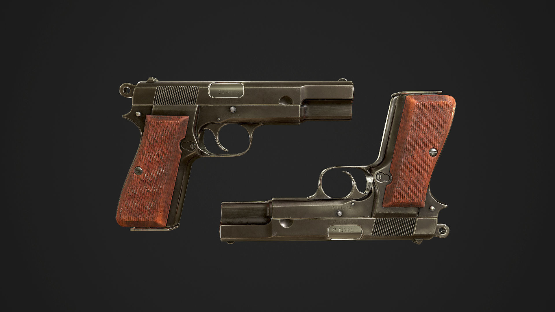 Browning High Power P-35 9mm Low-poly 3D model_3