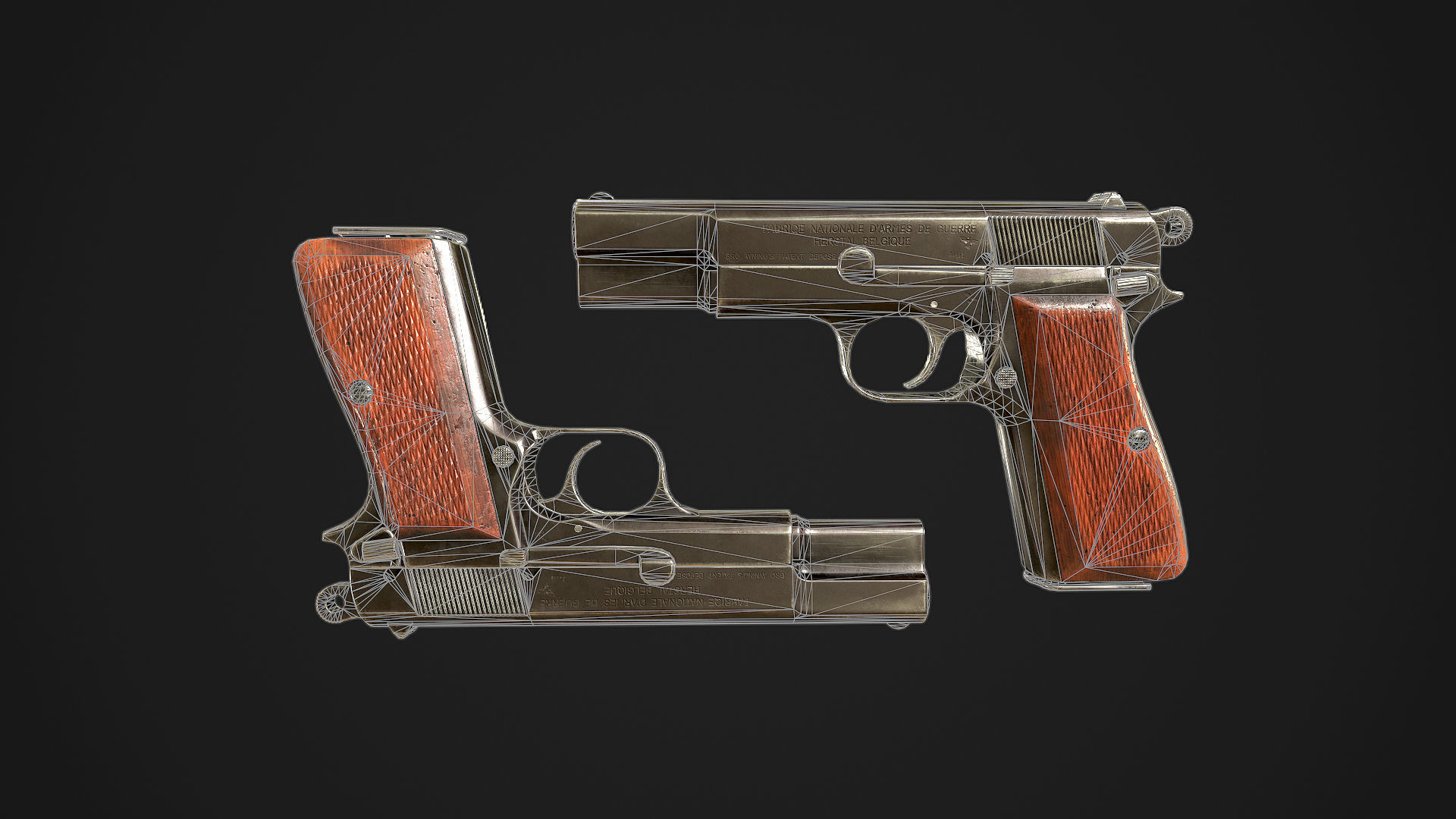 Browning High Power P-35 9mm Low-poly 3D model_18