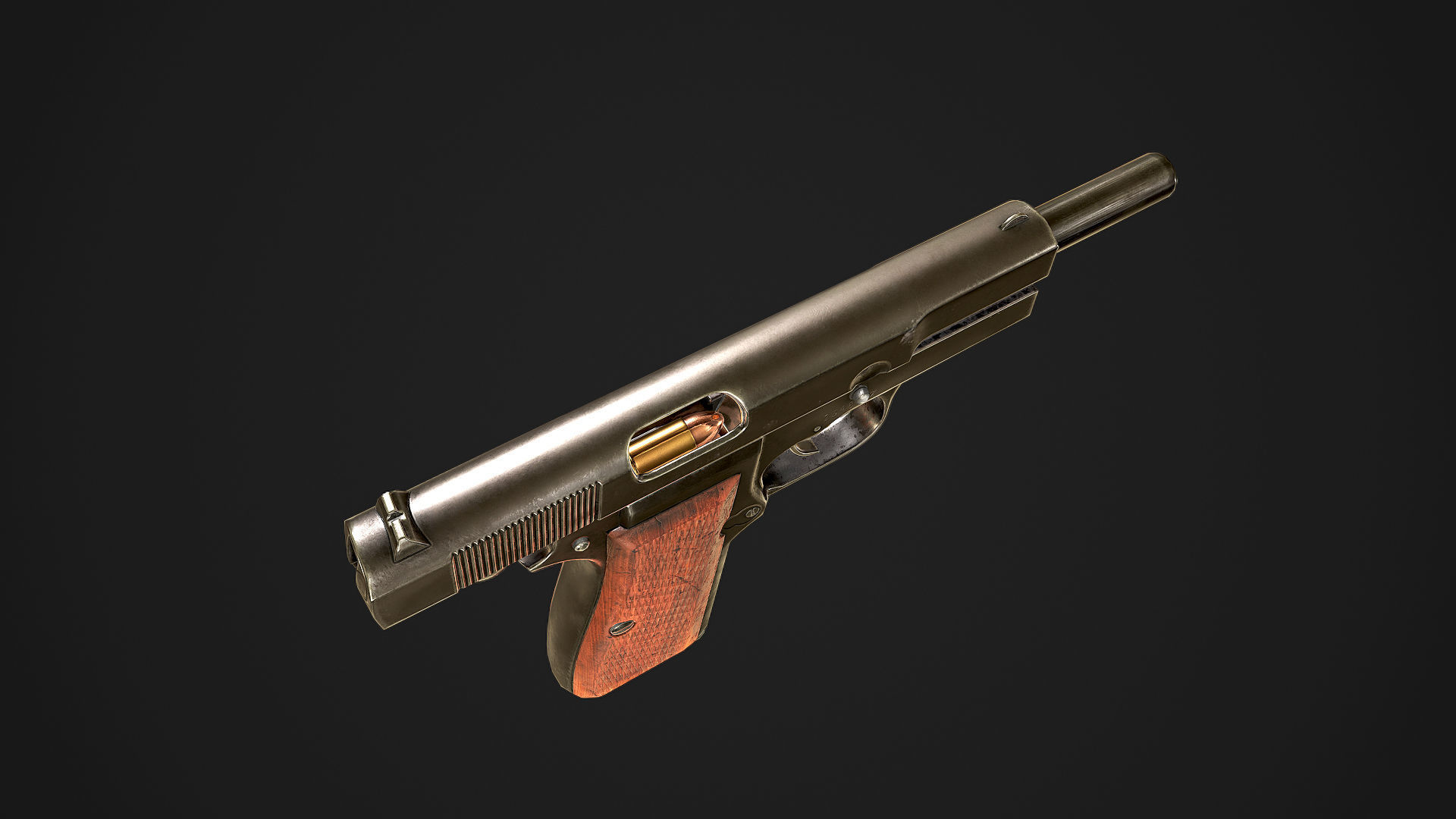 Browning High Power P-35 9mm Low-poly 3D model_9
