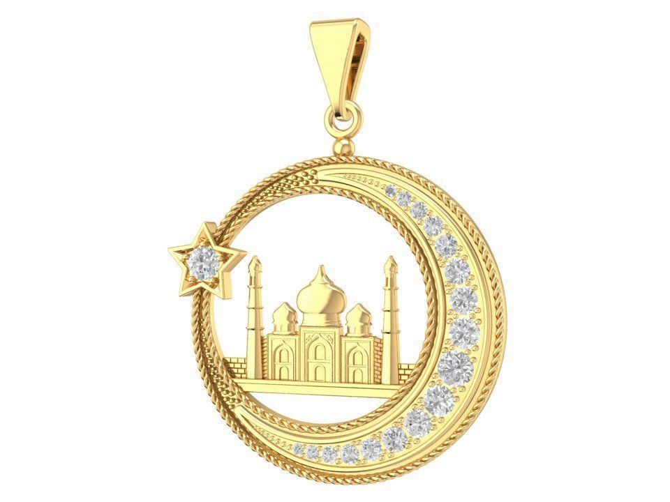 Islamic Crescent Moon Mosque Pendant Jewelry 3D Model 2005 3D print model