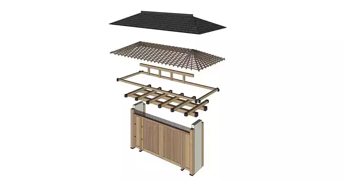 Japanese Gate 3D model