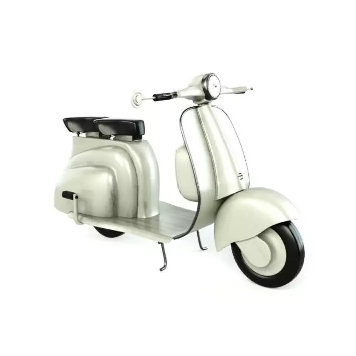 White Retro Scooter 3D model_0
