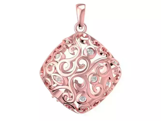 Ornate Pattern Square Pendant Jewelry Design  2050
