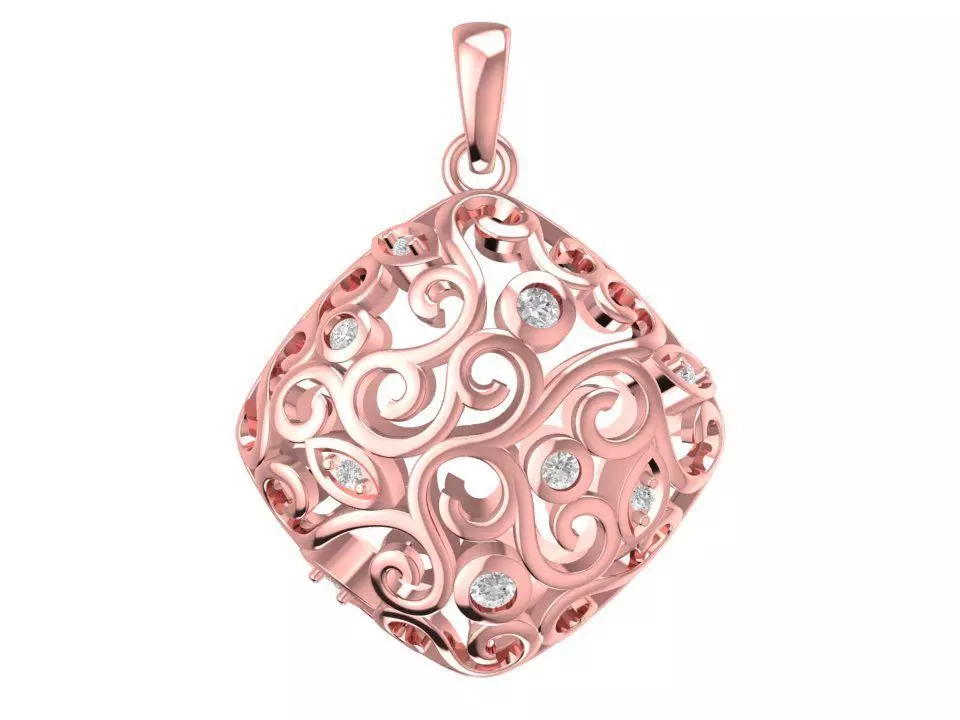 Ornate Pattern Square Pendant Jewelry Design 2050 3D print model