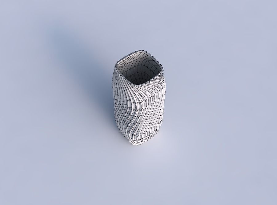Vase quadratic tall with wavy extruded lines 4 3D print model_6
