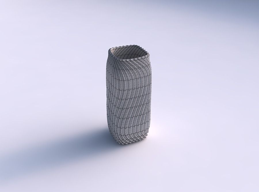 Vase quadratic tall with wavy extruded lines 4 3D print model_5
