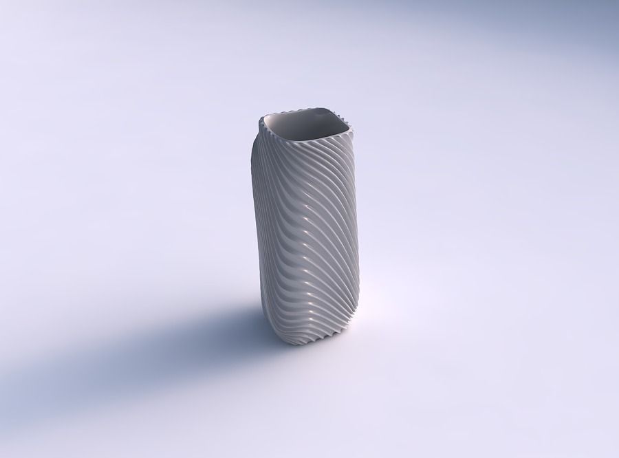 Vase quadratic tall with wavy extruded lines 2 3D print model_0