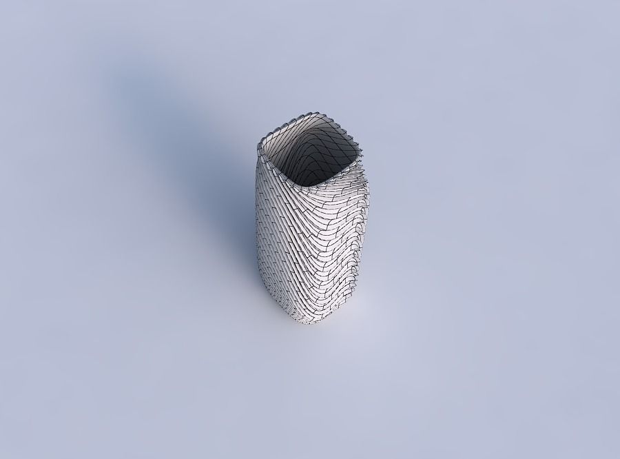 Vase quadratic tall with wavy extruded lines 2 3D print model_6