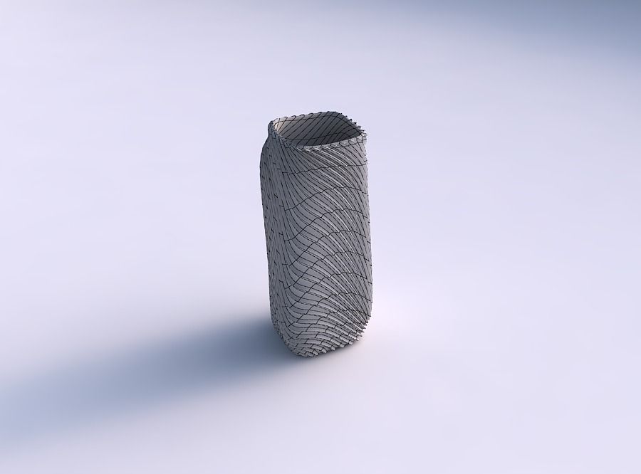 Vase quadratic tall with wavy extruded lines 2 3D print model_5