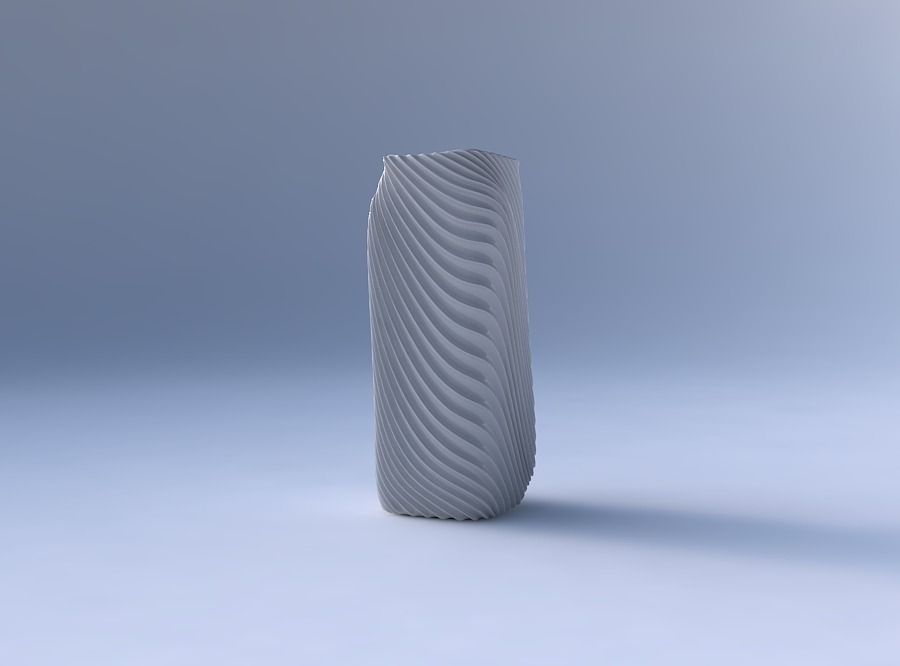 Vase quadratic tall with wavy extruded lines 2 3D print model_4