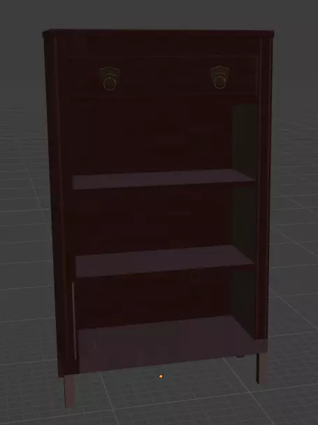Bookshelf bookcase with shelves and drawers Free low-poly 3D model_0