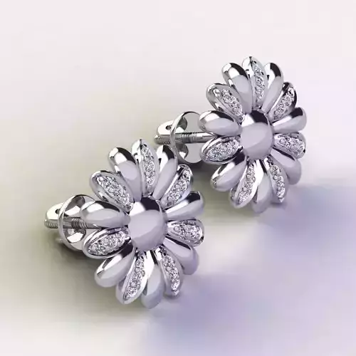 Flower Earring 3d Model 