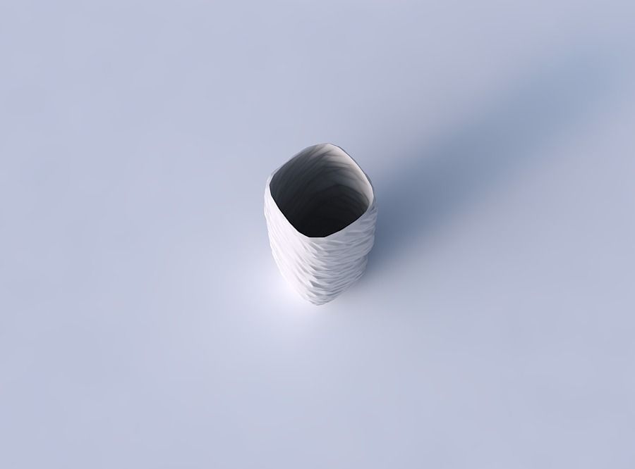 Vase quadratic tall with twisted rocky bulges 3D print model_2