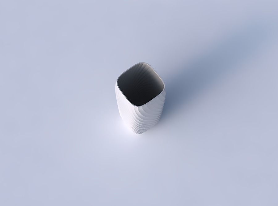 Vase quadratic tall with twisted diagonal grid pattern 3D print model_2