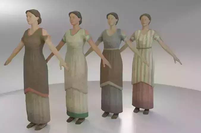 Rigged Roman Peasant Woman Low-poly 3D model