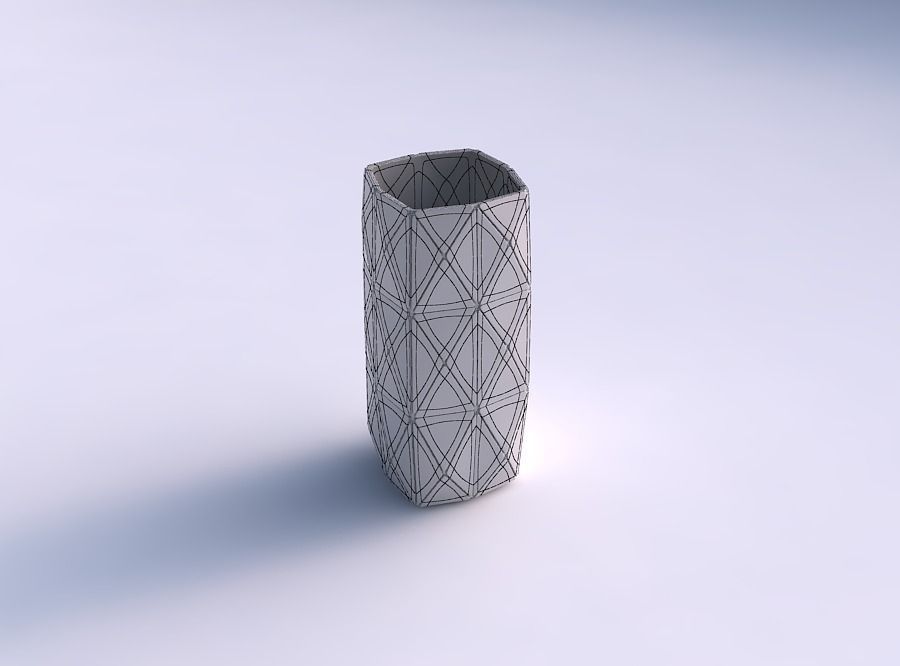Vase quadratic tall with triangle plates 3D print model_5