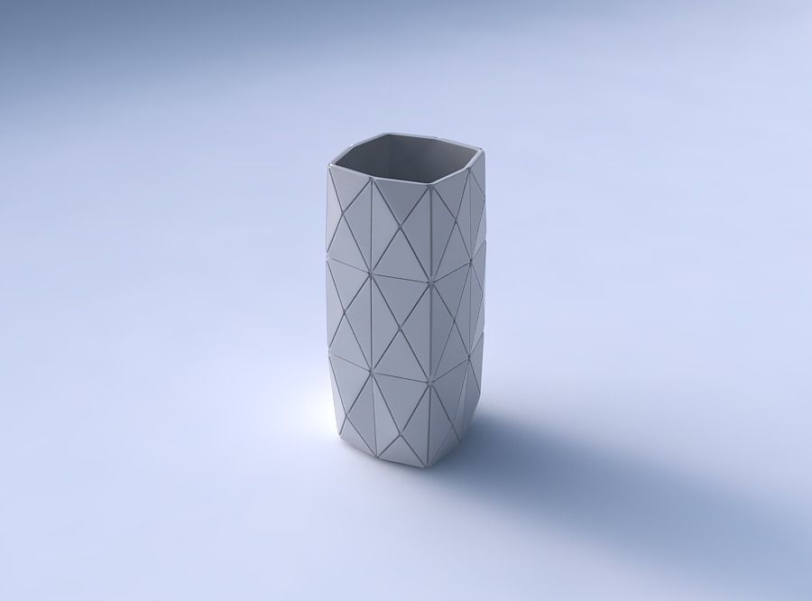Vase quadratic tall with triangle plates 3D print model_3
