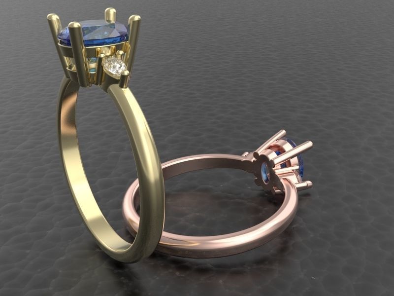 Oval and pear diamond engagement ring ready for print 3D print model_12