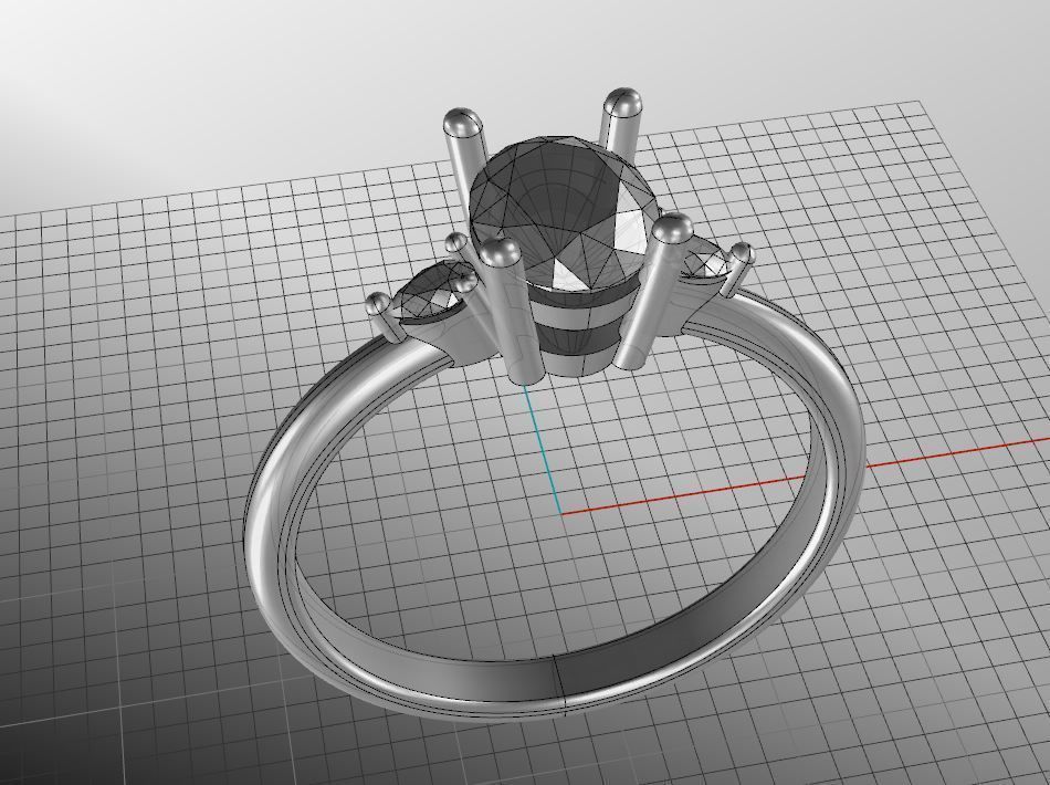 Oval and pear diamond engagement ring ready for print 3D print model_7