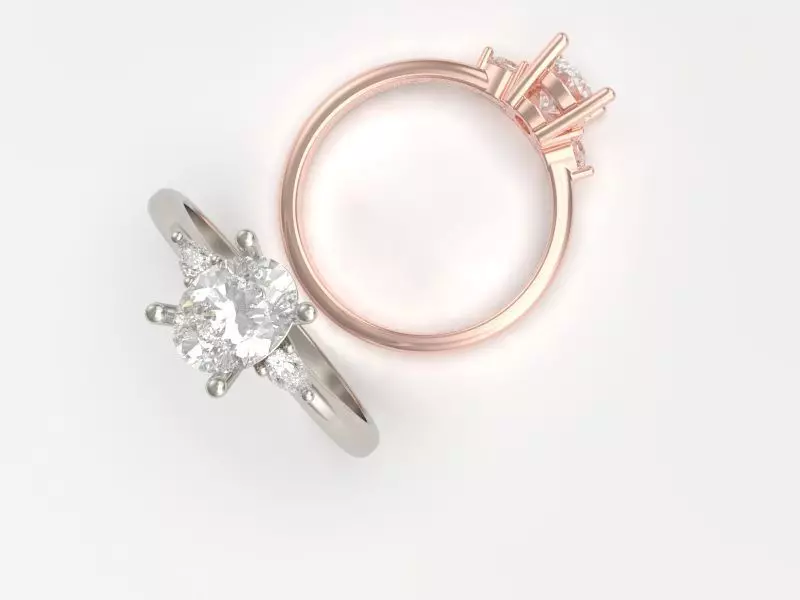 Oval and pear diamond engagement ring ready for print 3D print model_0