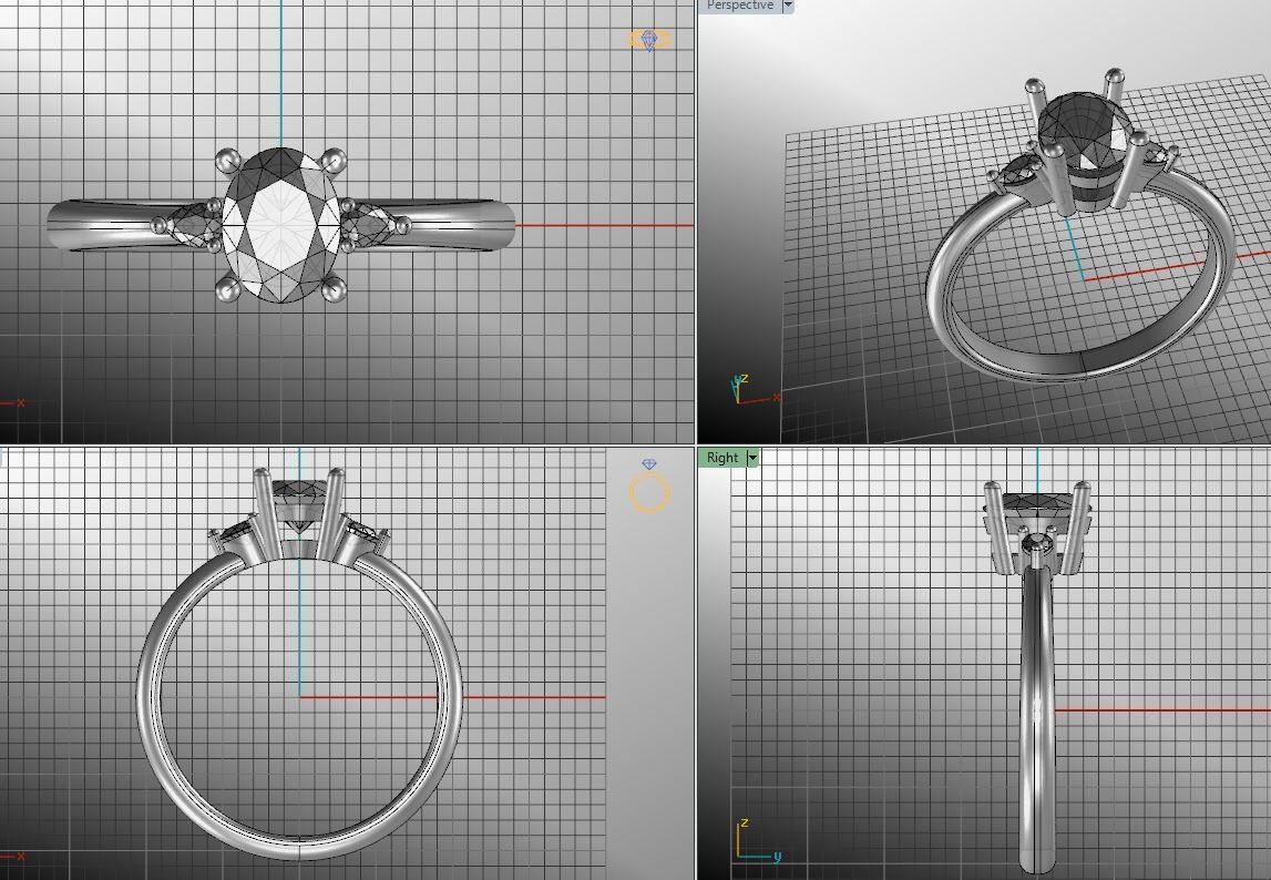 Oval and pear diamond engagement ring ready for print 3D print model_11