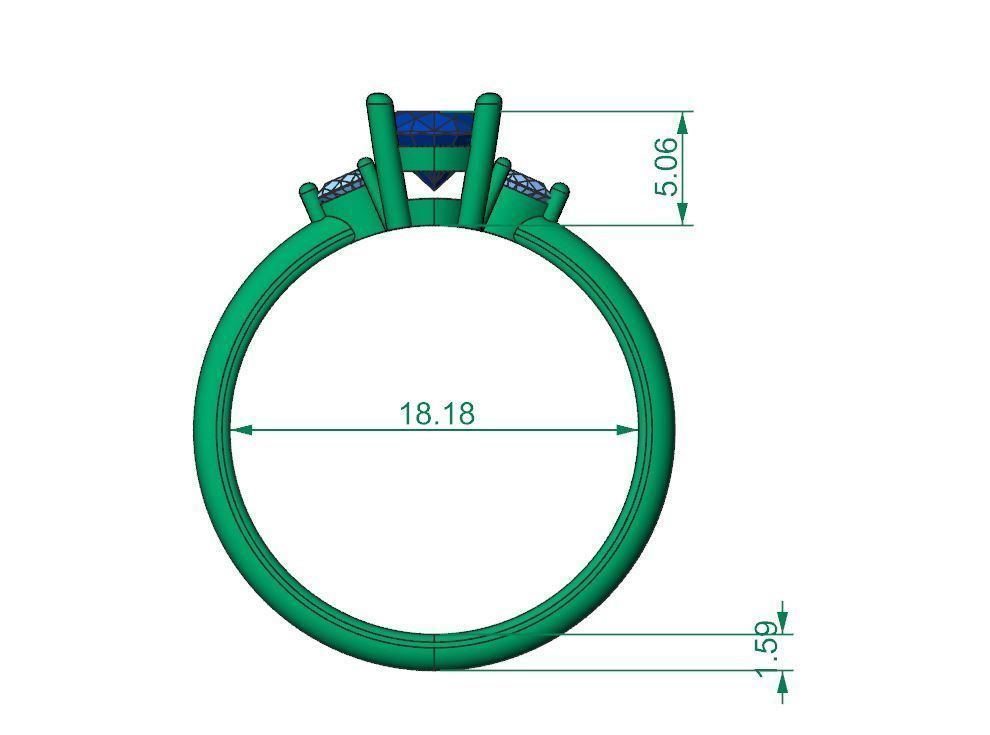 Oval and pear diamond engagement ring ready for print 3D print model_2