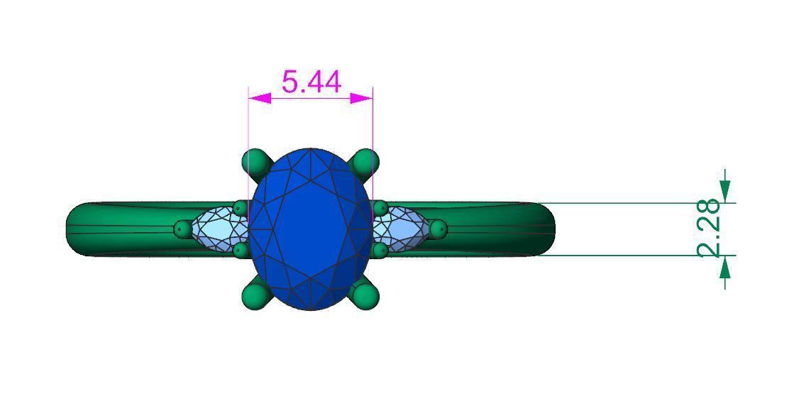 Oval and pear diamond engagement ring ready for print 3D print model_6